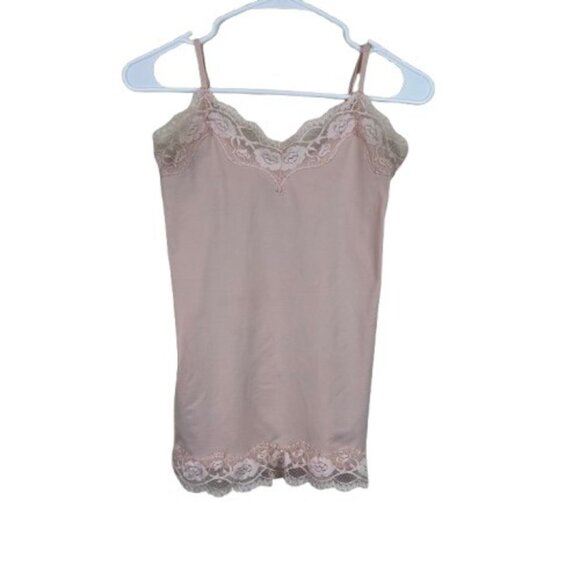 Vintage Y2K Bongo Lace Trim Seamless Cami Powder Pink Sz Small - Picture 1 of 5